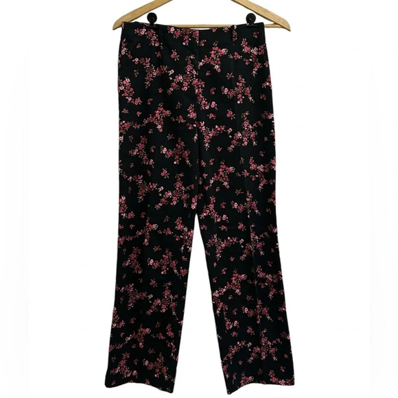 Women’s Vintage Spenser Jeremy Floral Black and Pink Straight Leg Pant. Size 4. - Picture 1 of 8
